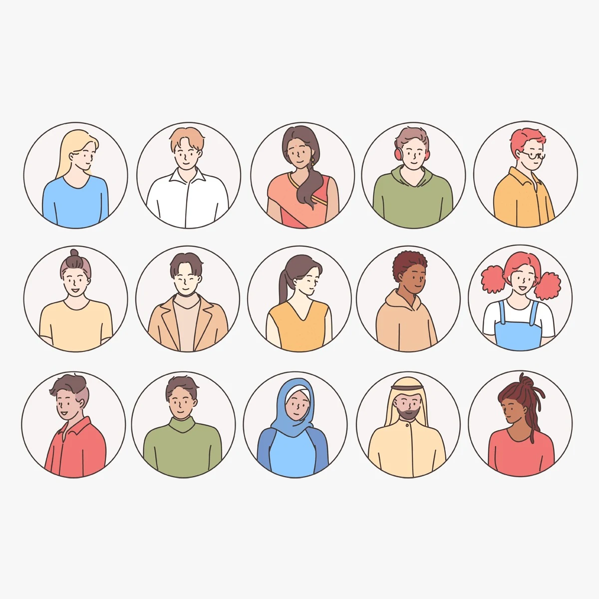Diverse illustrated account avatar options